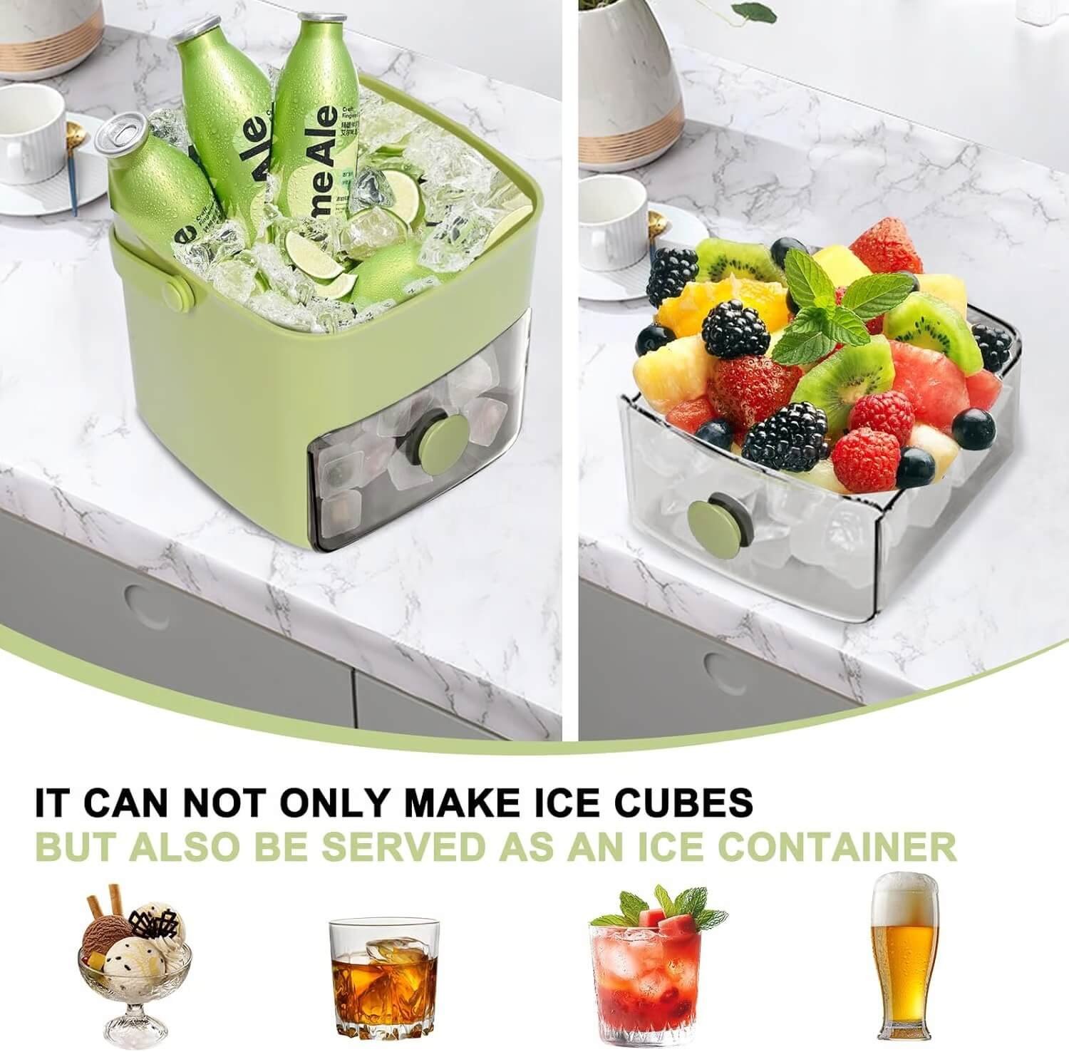 Máquina de hielo que sirve de cubeta para refrescos