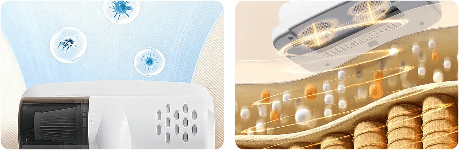 Aspirador a higienizar o colchão da cama