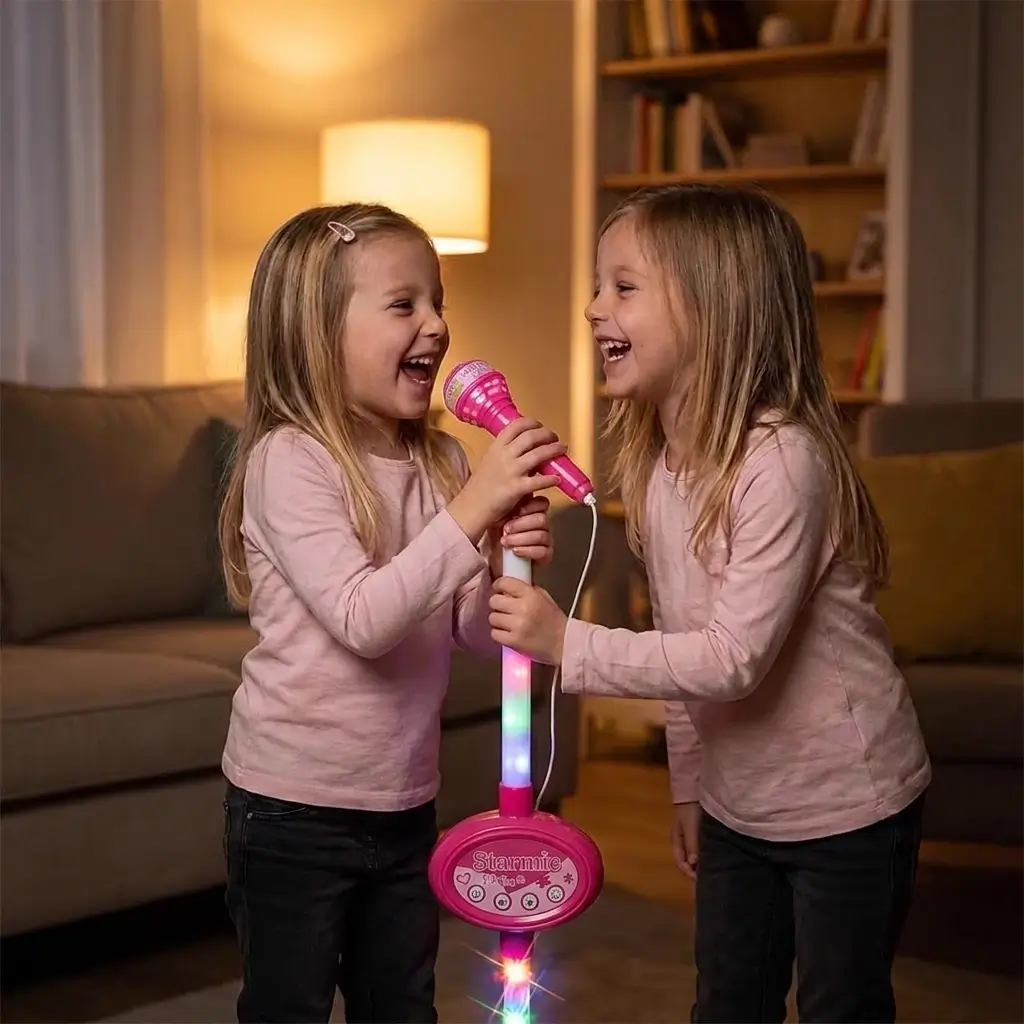 Dos niños cantando juntos