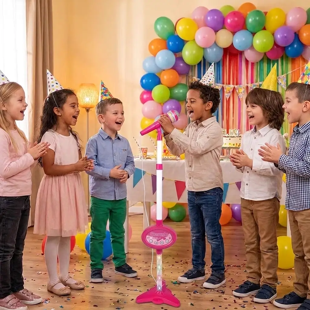 Niños cantando en una fiesta