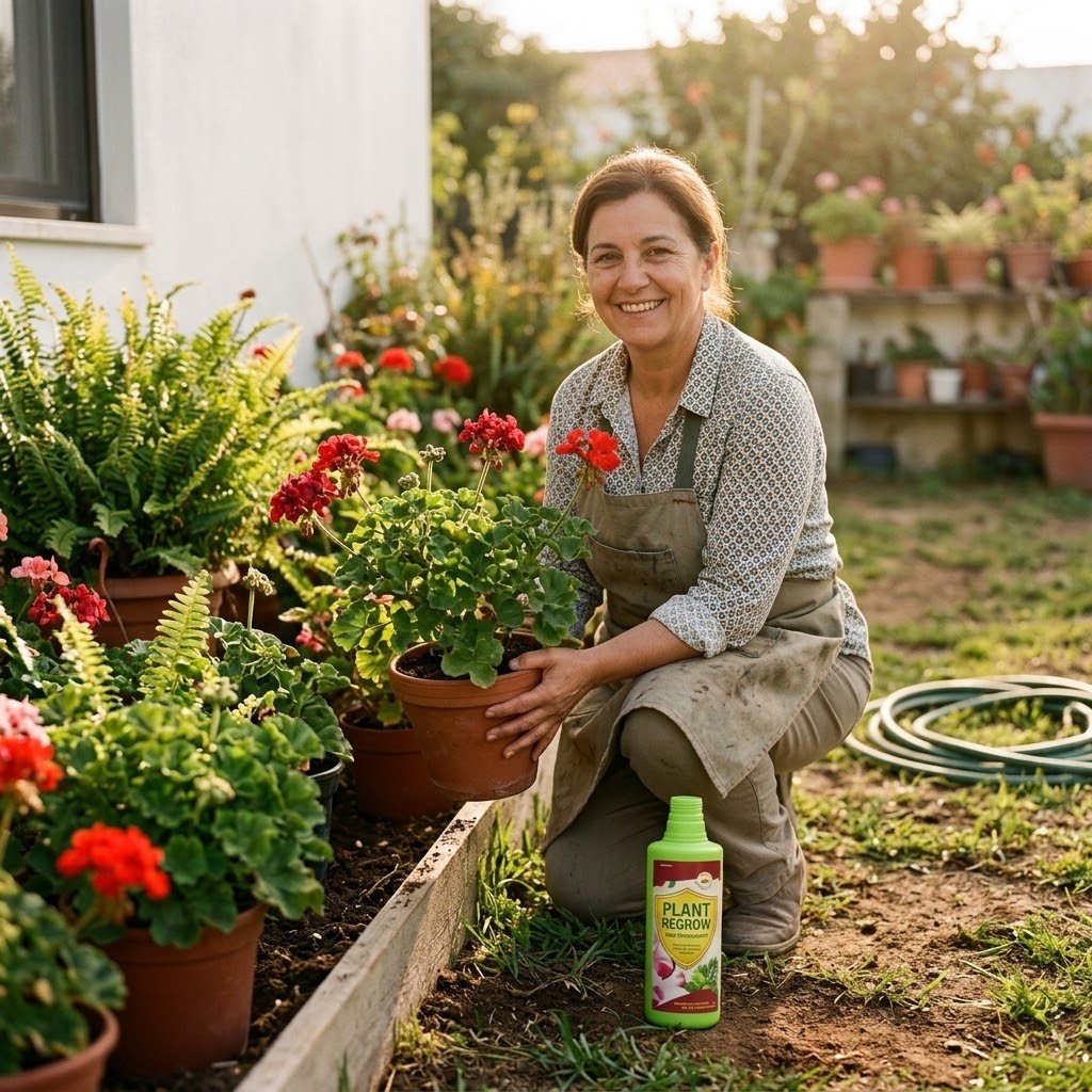 Giardino rigoglioso e fiorito dopo l'uso di Plant Regrow