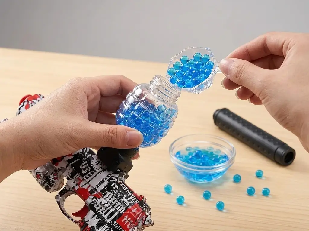 Alimentador a ser carregado com bolinhas de gel