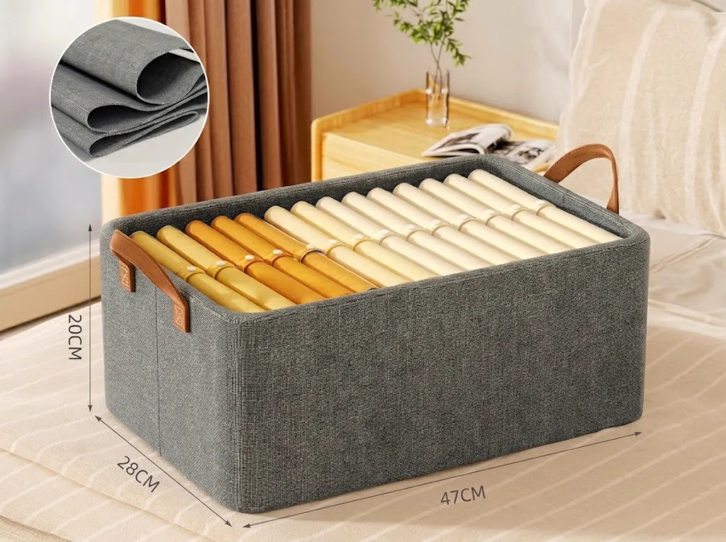 Misure della scatola organizer: 47 cm di lunghezza, 28 cm di larghezza e 20 cm di altezza, 26 litri