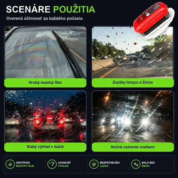 4 situácie použitia na čelnom skle
